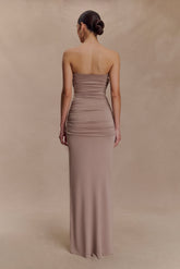 Mirren Strapless Slinky Maxi Dress - Bronze